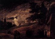 Adriaen Brouwer Dune Landscape by Moonlight oil on canvas